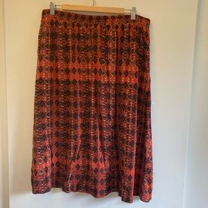 Sag Harbor ikat pattern rayon midi skirt size XL
